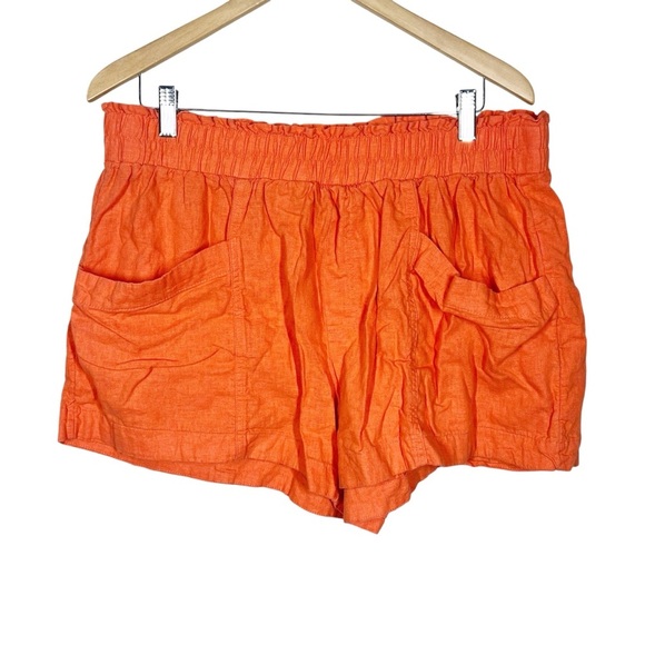 A New Day Target Orange Flowy Linen Blend Shorts Size XXL Summer Breathable - Picture 1 of 6
